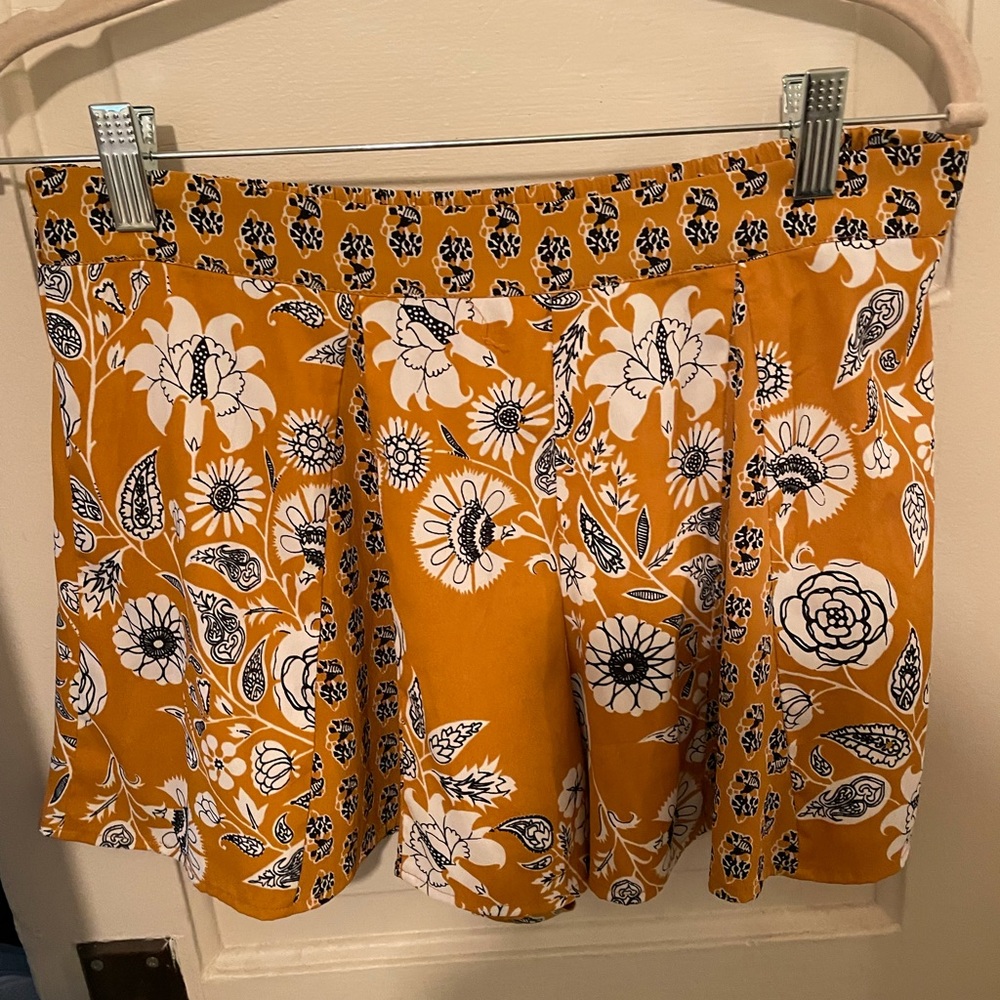 Floral marigold boho shorts